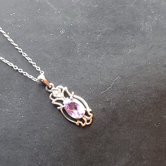February's Birthstone Amethyst Necklace Sterling Silver Stamped (925) - Picture 7 of 15